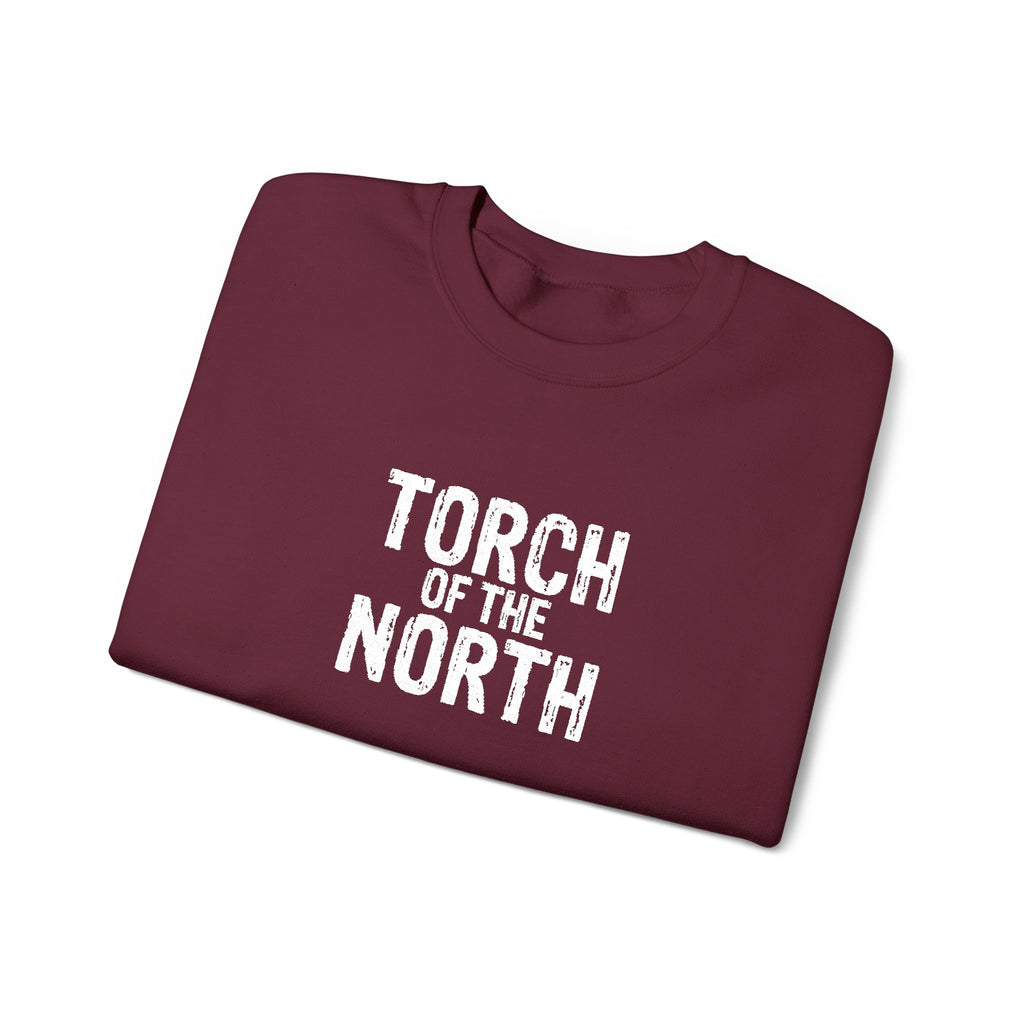 Torch of the North Sweatshirt — Bold Text Crewneck for Fans & Outdoor Vibe