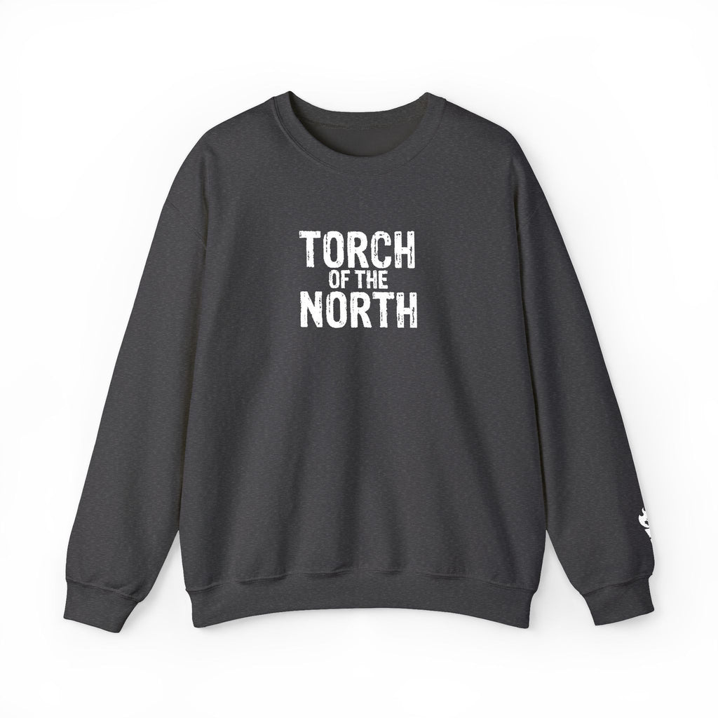 Torch of the North Sweatshirt — Bold Text Crewneck for Fans & Outdoor Vibe