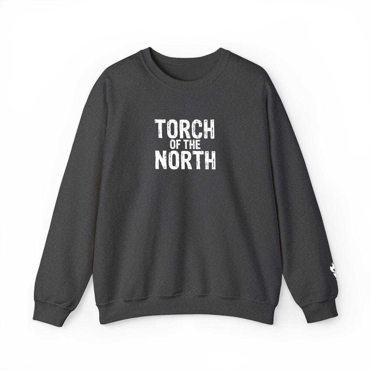 Torch of the North Sweatshirt — Bold Text Crewneck for Fans & Outdoor Vibe