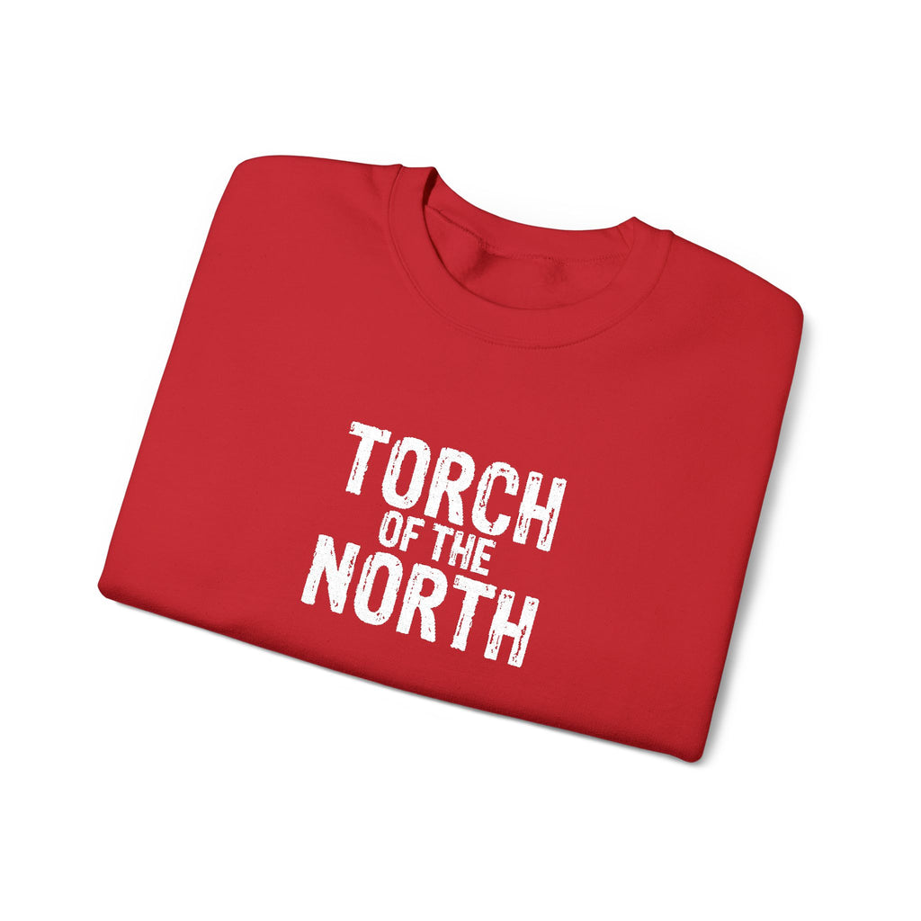 Torch of the North Sweatshirt — Bold Text Crewneck for Fans & Outdoor Vibe