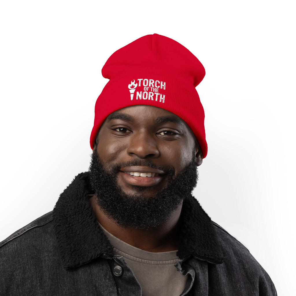 Torch of the North Embroidered Knit Beanie — Cozy Winter Hat