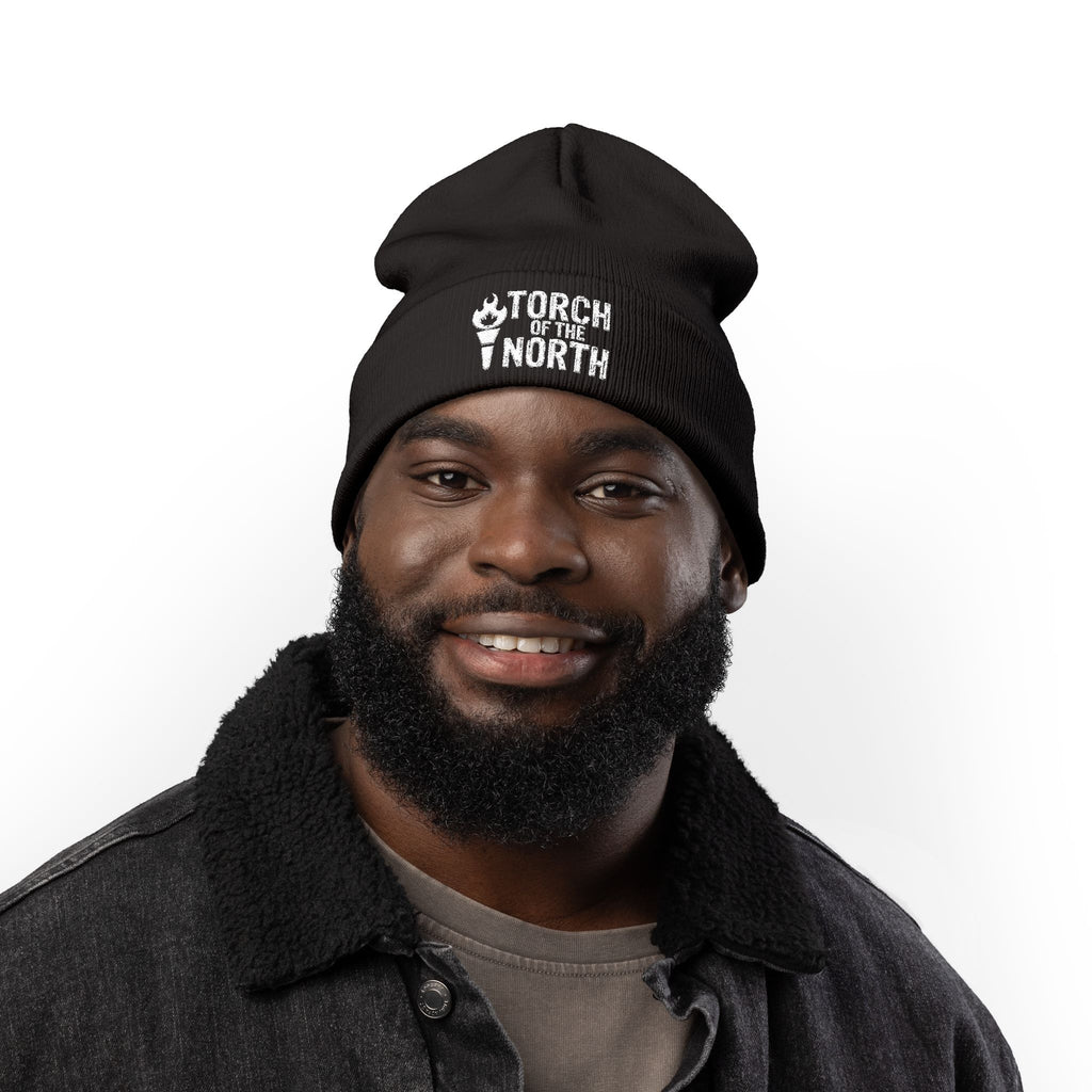 Torch of the North Embroidered Knit Beanie — Cozy Winter Hat