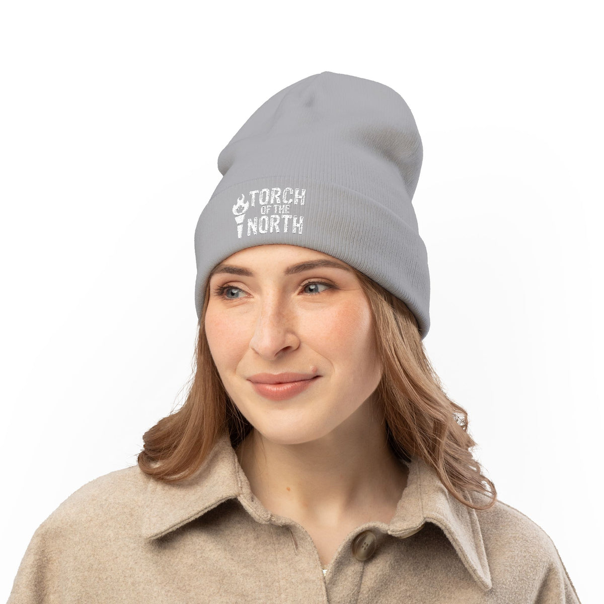 Torch of the North Embroidered Knit Beanie — Cozy Winter Hat