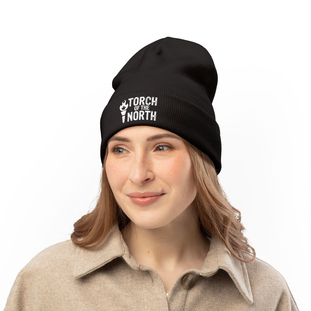 Torch of the North Embroidered Knit Beanie — Cozy Winter Hat