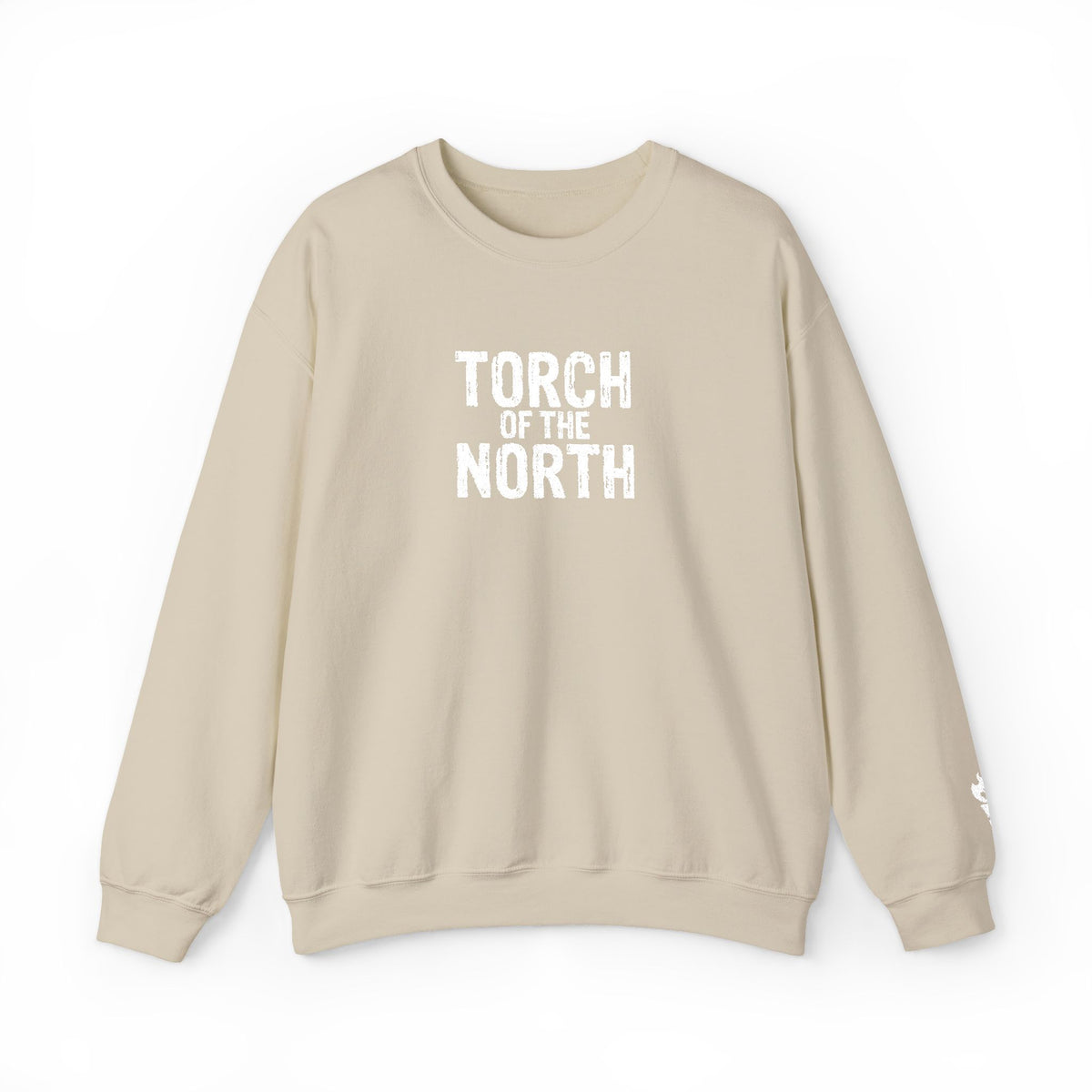 Torch of the North Sweatshirt — Bold Text Crewneck for Fans & Outdoor Vibe