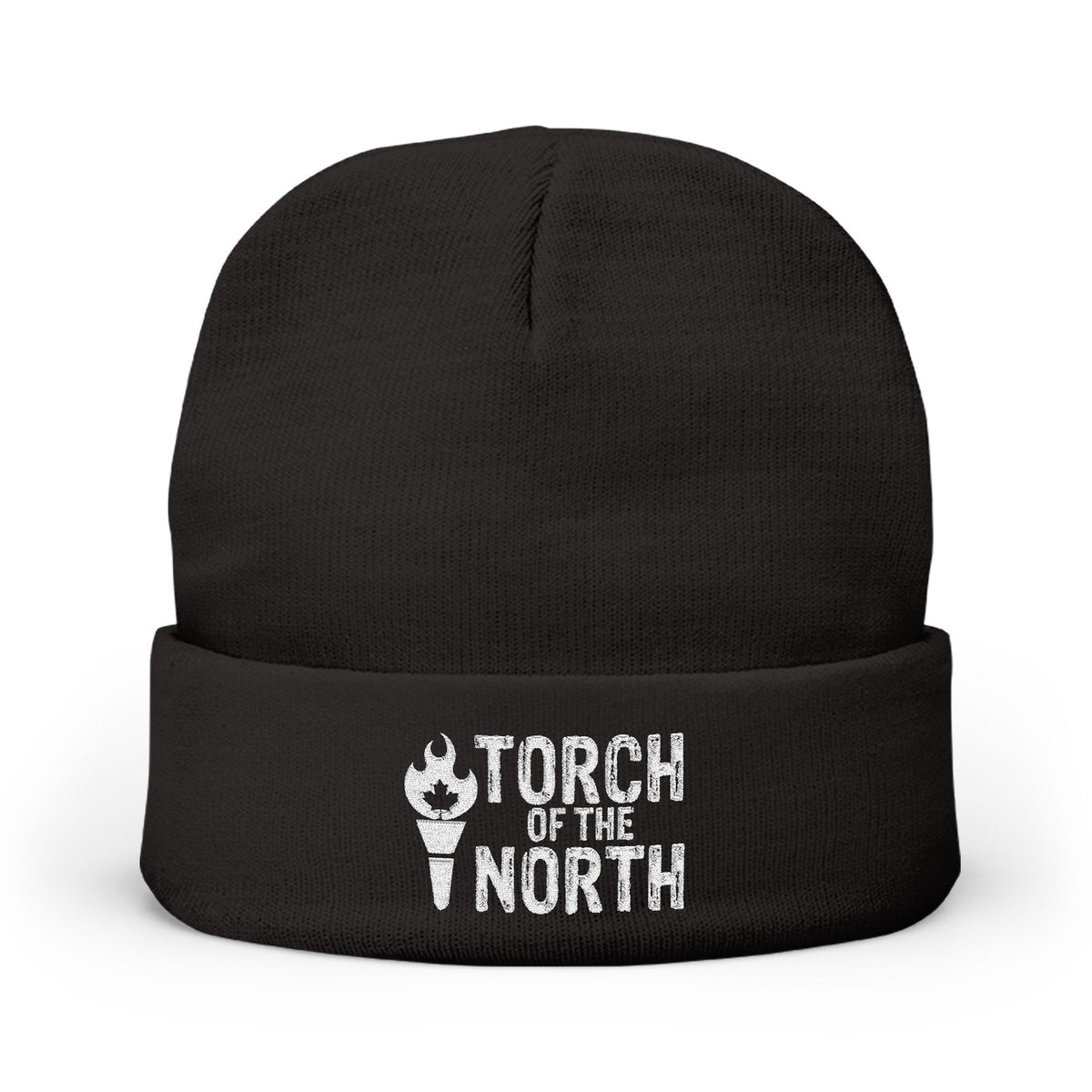 Torch of the North Embroidered Knit Beanie — Cozy Winter Hat