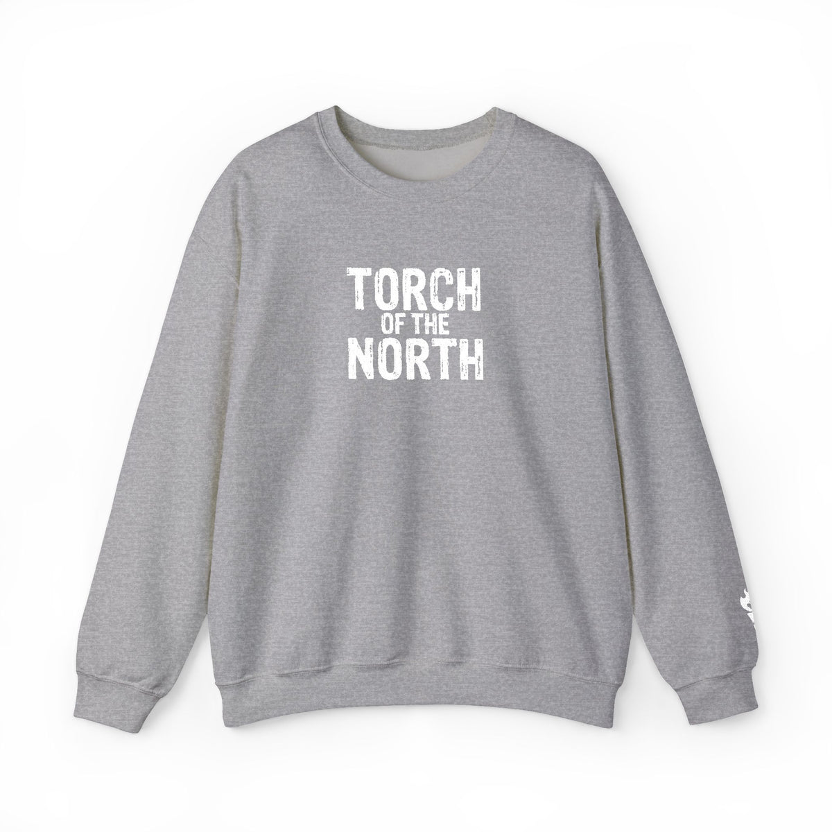 Torch of the North Sweatshirt — Bold Text Crewneck for Fans & Outdoor Vibe
